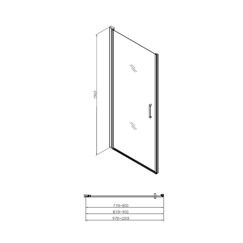 Swiss Aqua Technologies Fusion Porte de douche 100x195cm pivotante anticalcaire avec profilé chrome brillant (SATFUD100NIKA-SET)