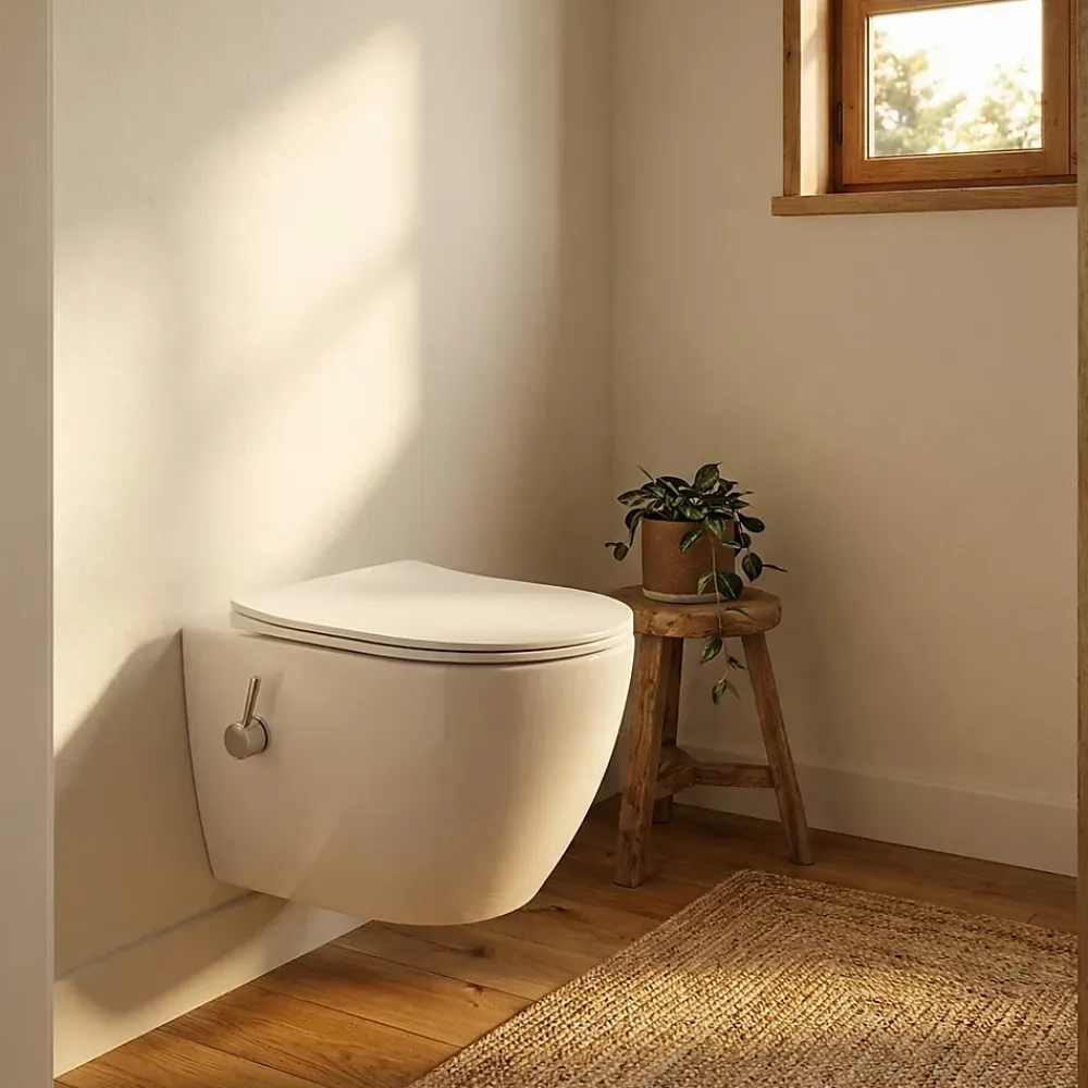 Wc Japonais|Swiss Aqua Technologies Fusion WC japonais suspendu sans bride, chasse d'eau Vortex + abattant SoftClose, blanc (SATFUS11BFC)