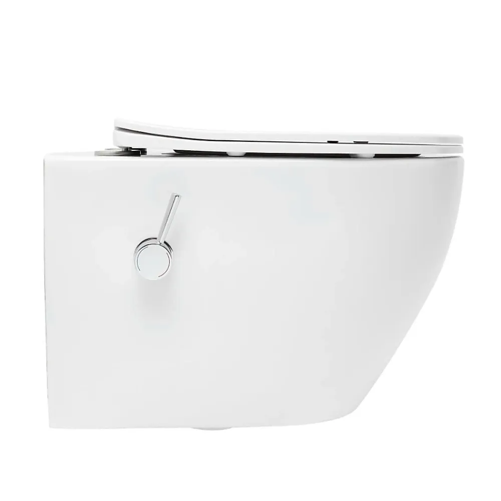 Wc Japonais|Swiss Aqua Technologies Fusion WC japonais suspendu sans bride, chasse d'eau Vortex + abattant SoftClose, blanc (SATFUS11BFC)