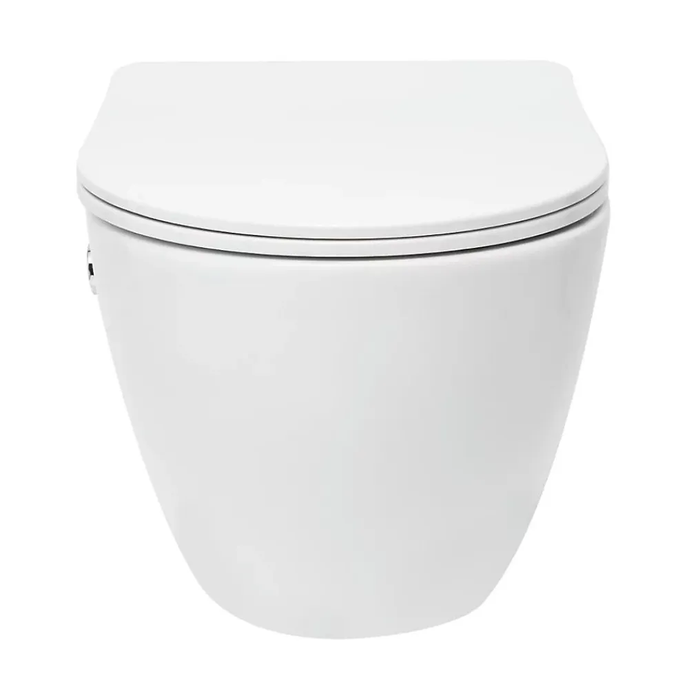 Wc Japonais|Swiss Aqua Technologies Fusion WC japonais suspendu sans bride, chasse d'eau Vortex + abattant SoftClose, blanc (SATFUS11BFC)