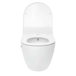Wc Japonais|Swiss Aqua Technologies Fusion WC japonais suspendu sans bride, chasse d'eau Vortex + abattant SoftClose, blanc (SATFUS11BFC)