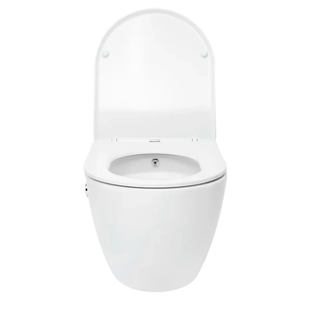 Wc Japonais|Swiss Aqua Technologies Fusion WC japonais suspendu sans bride, chasse d'eau Vortex + abattant SoftClose, blanc (SATFUS11BFC)