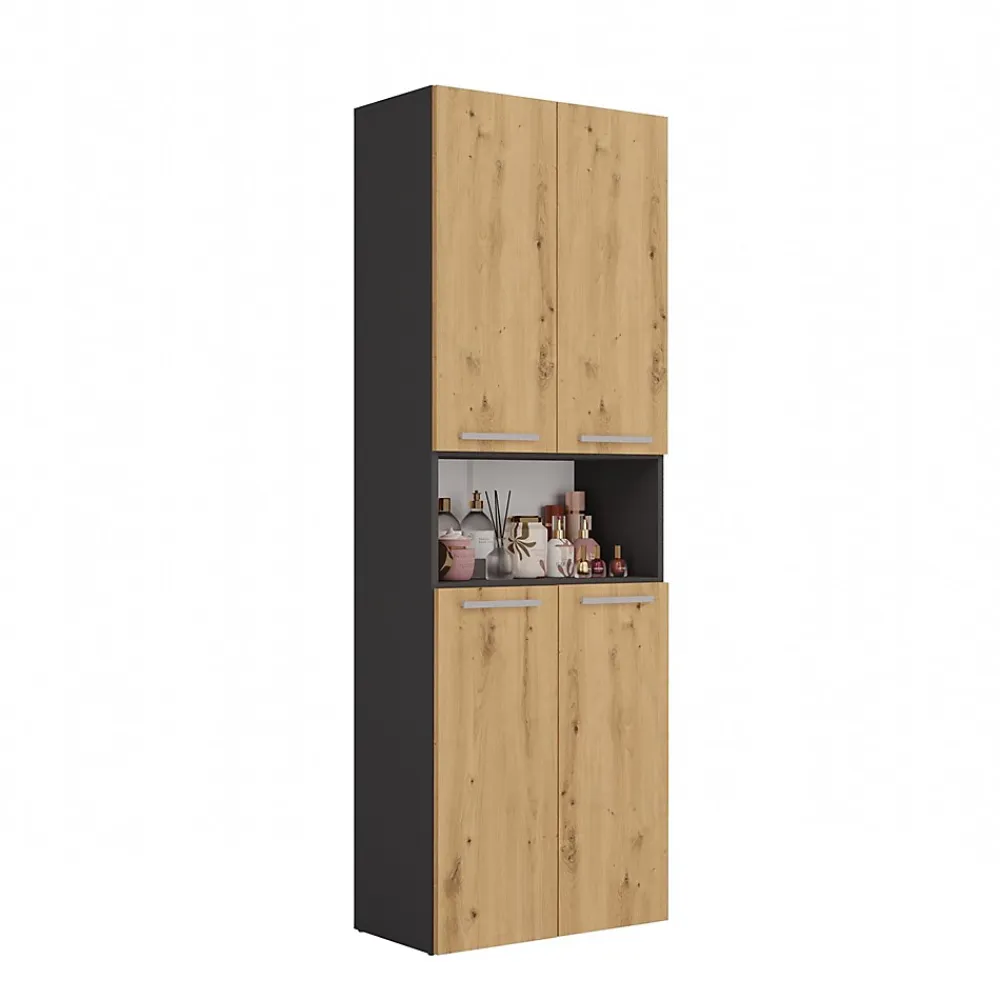 Topeshop GLAZE - Armoire de salle de bain avec panier à ligne - Style moderne - 174x60x30 cm - Colonne sdb