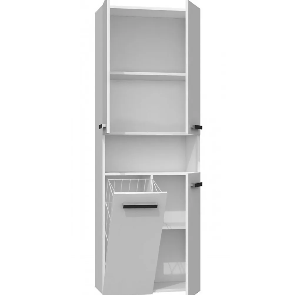 Armoire De Salle De Bains|Topeshop GLAZE - Armoire de salle de bain avec porte + panier - Style moderne - 174x60x30 cm - Colonne salle de bain