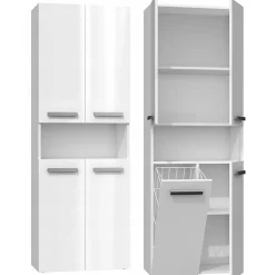 Topeshop GLAZE - Armoire de salle de bain avec porte + panier - Style moderne - 174x60x30 cm - Colonne salle de bain