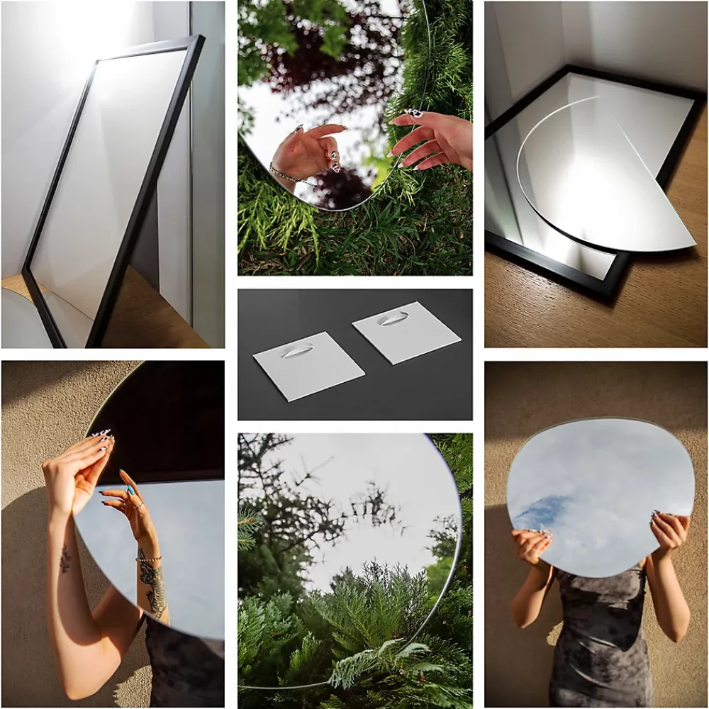 Wallfluent Grand Miroir LED Organique Galet 100x65cm Lumière Chaude Décoratif Asymétrique Naturel Tendance