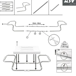 Siège De Douche|MSV Grand siège de baignoire extensible 5070cm Blanc Max 120kg