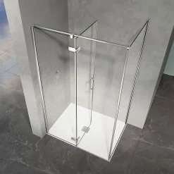 Cabine De Douche|Grand Verre Cabine de douche 90x70 avec porte à charnières en verre 8mm profilés chromé aspect inox