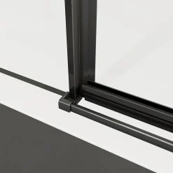 Cabine De Douche|Grand Verre Cabine de douche 100x100 avec porte à charnières en verre 8mm profilés en alu noir mat
