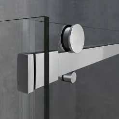 Grand Verre Cabine de douche style industriel avec porte coulissante 150 cm et paroi latérale 80 cm accessoires chromés