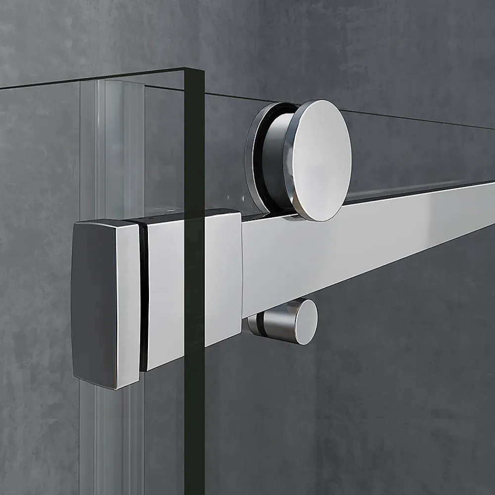 Grand Verre Cabine de douche style industriel avec porte coulissante 150 cm et paroi latérale 80 cm accessoires chromés