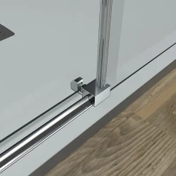 Grand Verre Cabine de douche style industriel avec porte coulissante 150 cm et paroi latérale 80 cm accessoires chromés