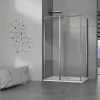 Cabine De Douche|Grand Verre Cabine de douche 90x80 avec profilés en alu chromé à ouverture pivotante avec élément fixe