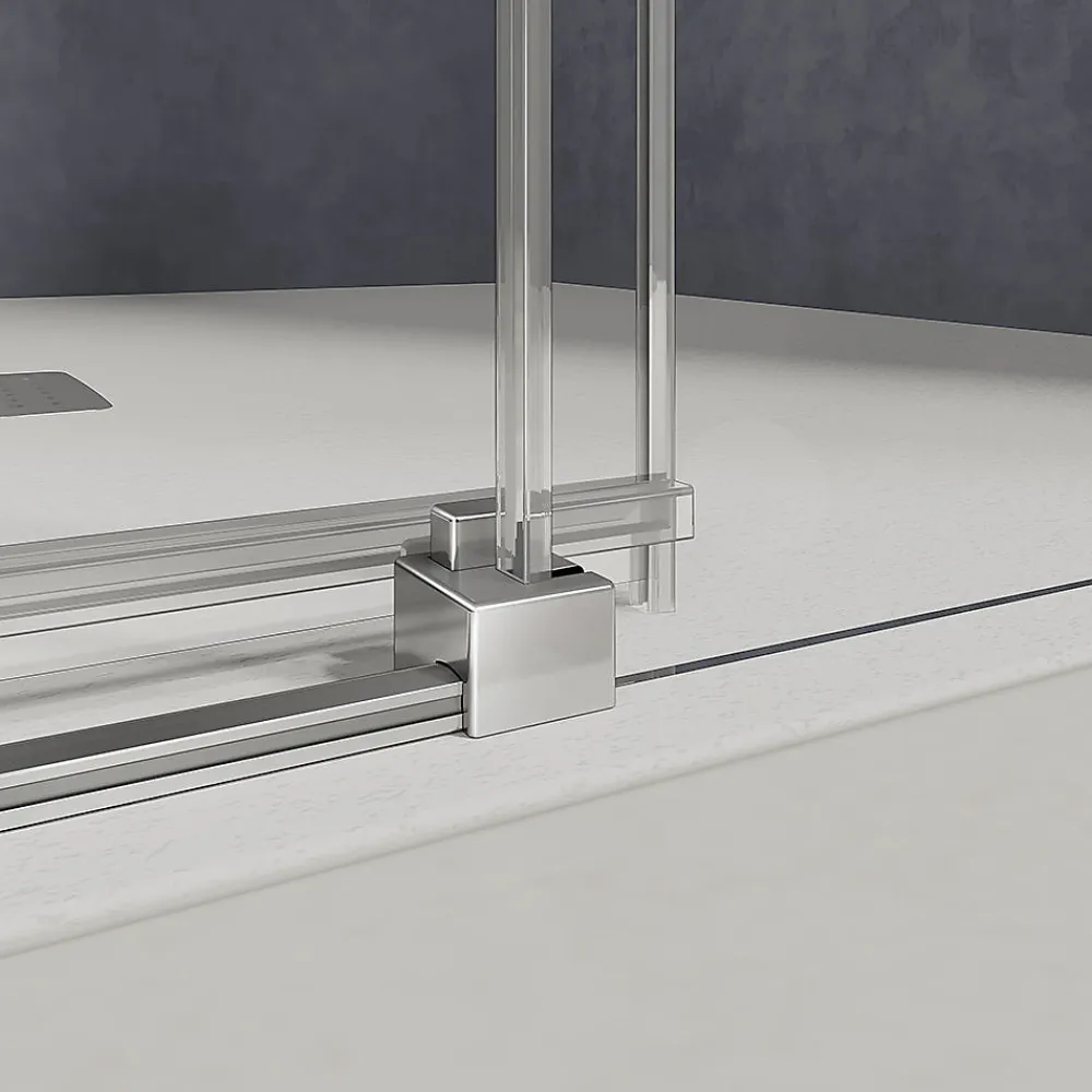 Cabine De Douche|Grand Verre Cabine de douche 150x90 avec ouverture coulissante accès de face profilés chromés