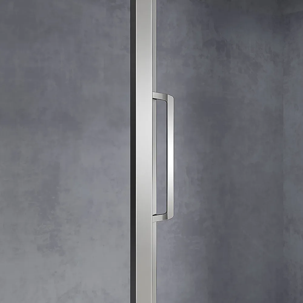 Grand Verre Cabine de douche d'angle 90x90 hauteur 185cm avec deux portes coulissantes profilés chromés