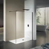 Paroi De Douche|Grand Verre Paroi de douche 80x200 avec profilé et barre de fixation en noir mat en verre securit 8mm nano-vitrifié