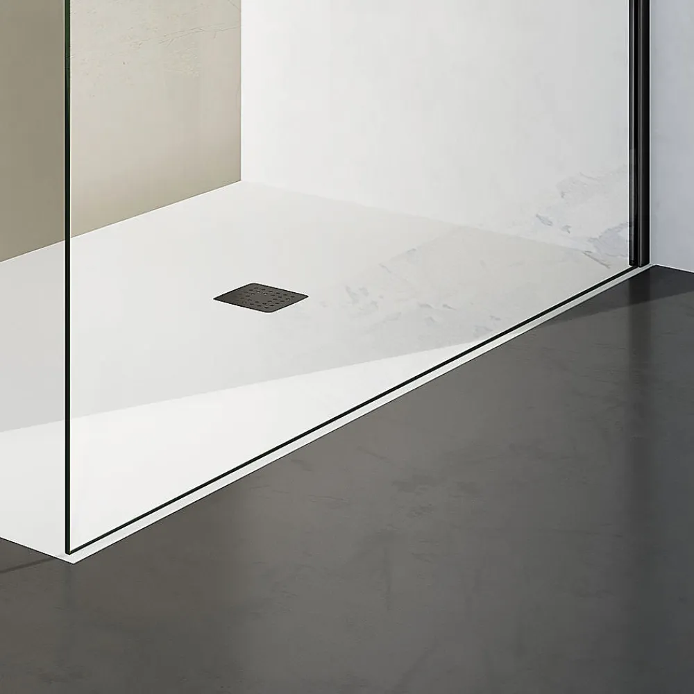 Paroi De Douche|Grand Verre Paroi de douche 80x200 avec profilé et barre de fixation en noir mat en verre securit 8mm nano-vitrifié