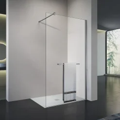 Paroi De Douche|Grand Verre Paroi de douche avec porte-serviette 80x200 en verre clair profilé mural et barre de maintien chromés