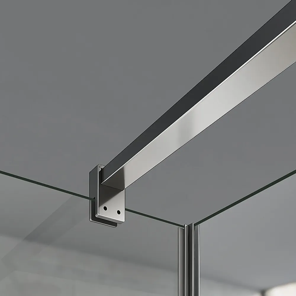 Paroi De Douche|Grand Verre paroi de douche avec retour pivotant 60+30 cm hauteur 200 cm avec barre de fixation 90cm en chromé