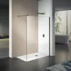 Paroi De Douche|Grand Verre Paroi de douche à l'Italienne 140x200 en verre 8mm anticalcaire avec barre de stabilisation en alu Bronze