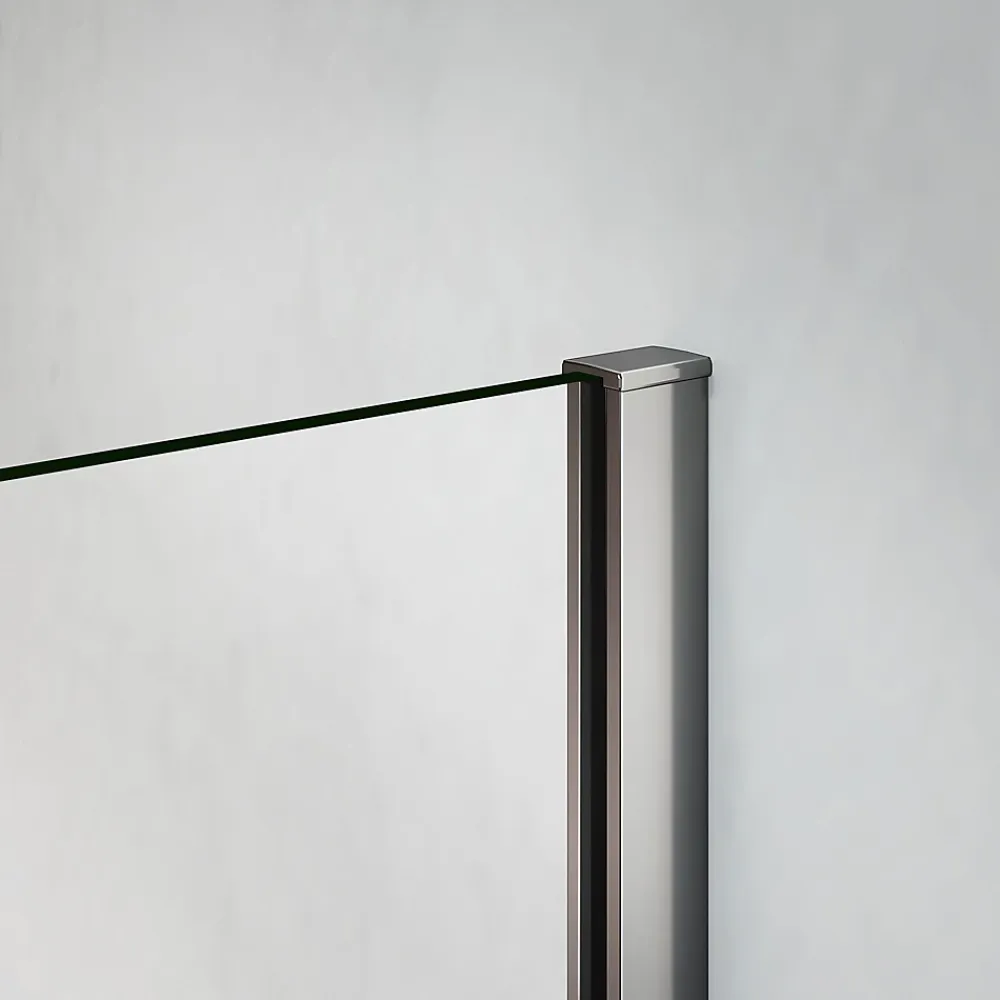 Grand Verre Paroi de douche 80x200 avec barre de stabilisation extensible jusqu'à 120 cm et profilé mural chromé