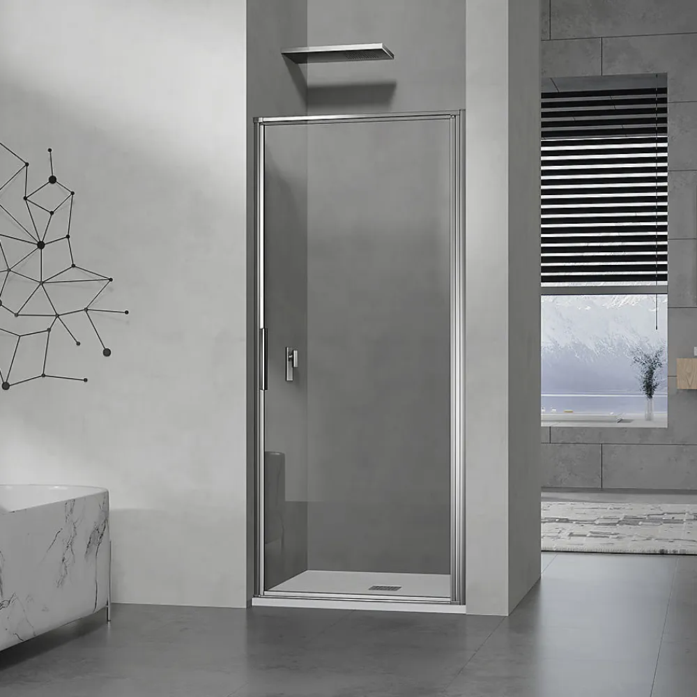 Porte De Douche|Grand Verre Porte de douche pivotante 100x190 à ouverture intérieure et extérieure profilé chromé