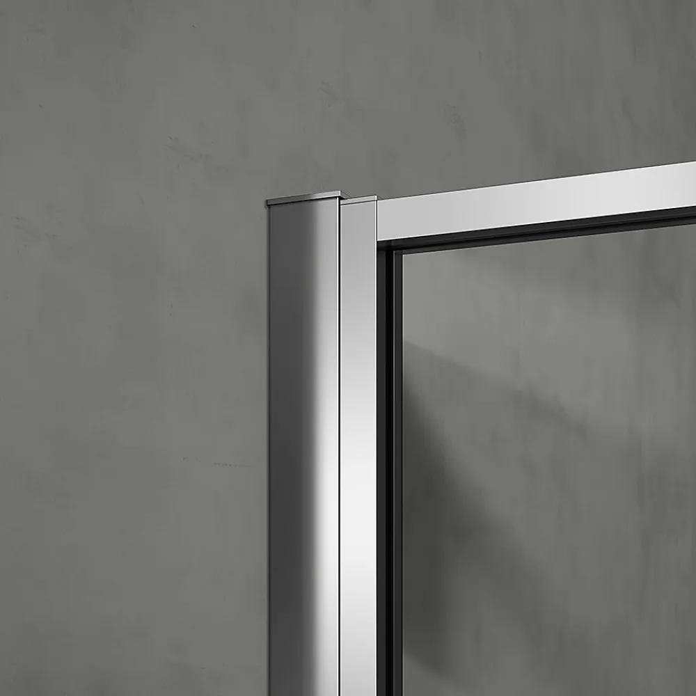 Porte De Douche|Grand Verre Porte de douche pivotante 100x190 à ouverture intérieure et extérieure profilé chromé