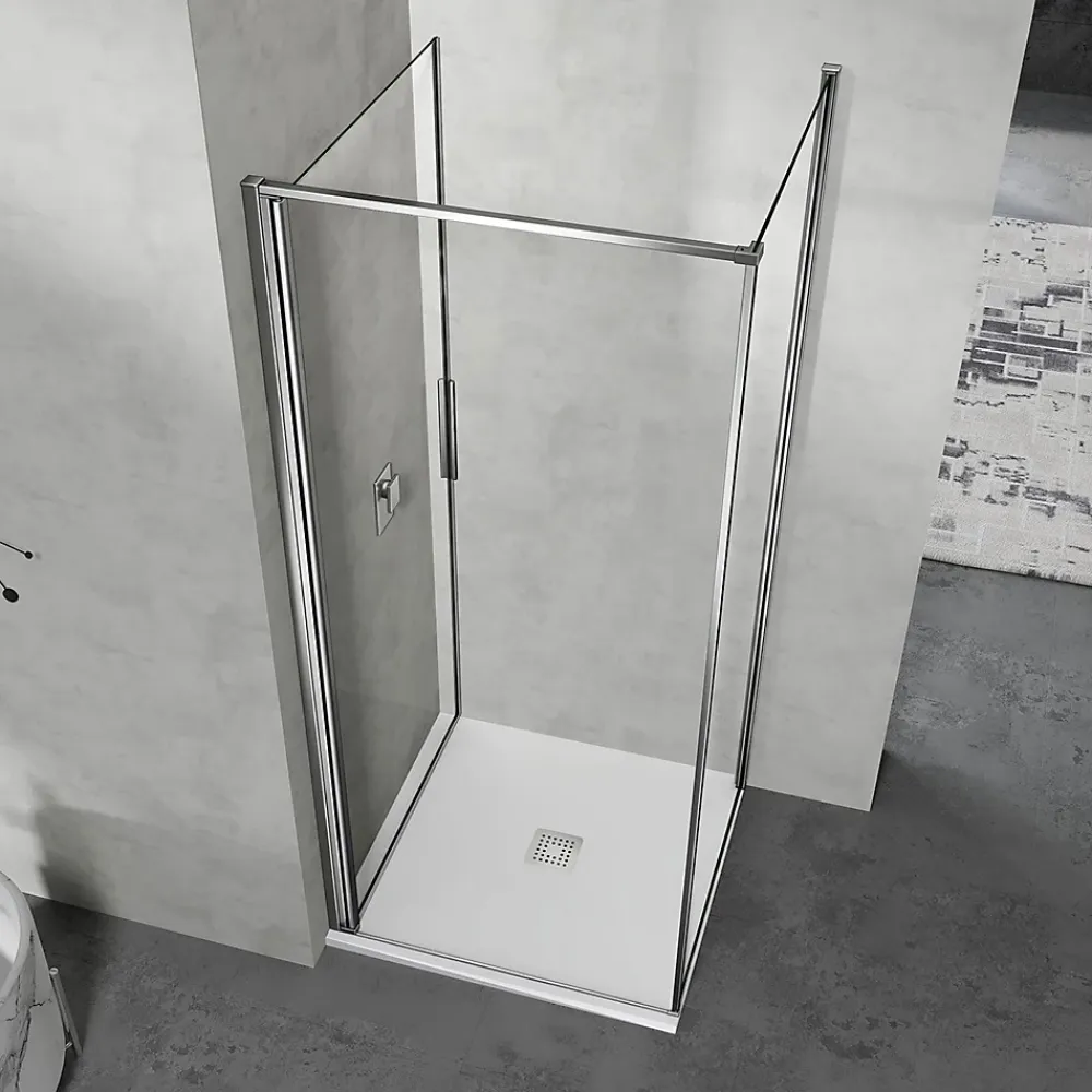 Porte De Douche|Grand Verre Porte de douche pivotante 100x190 à ouverture intérieure et extérieure profilé chromé