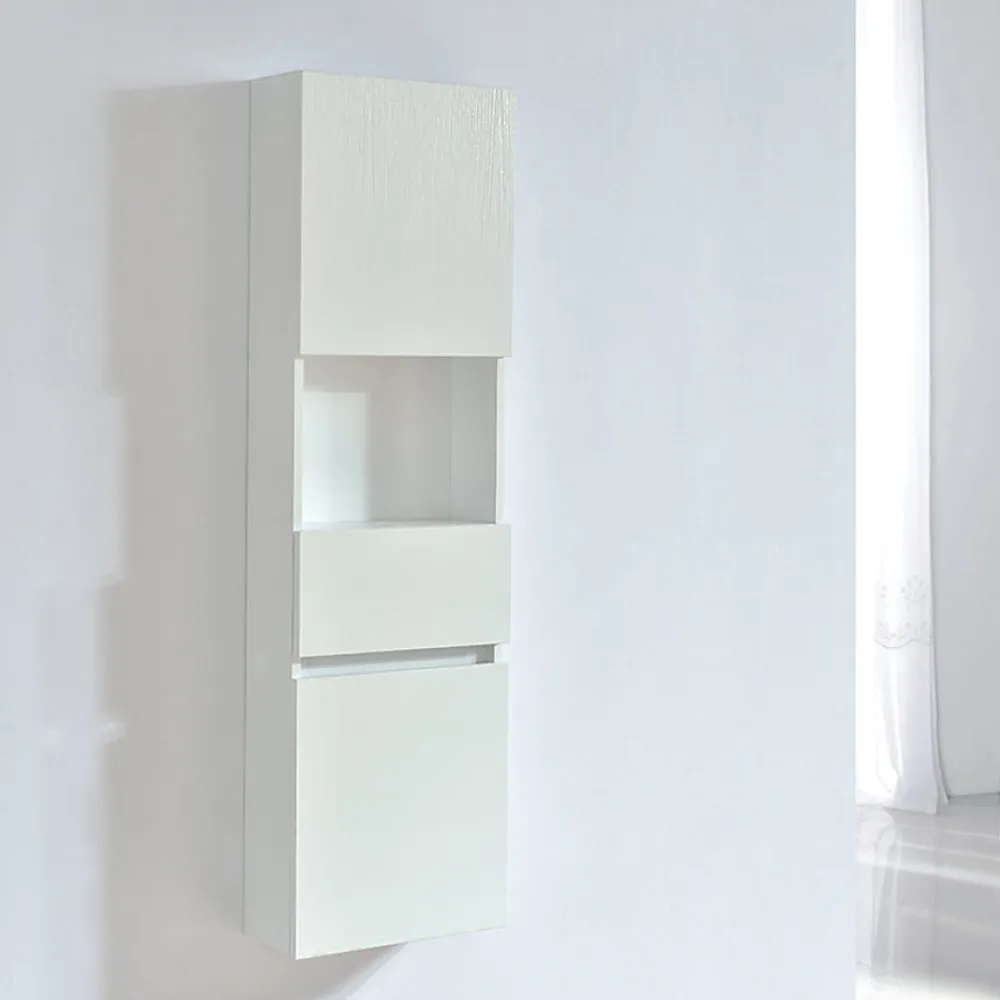 Colonne De Salle De Bains|Meuble De Salle De Bains Faible Profondeur|Stano Grande armoire de rangement ESSENTIEL hauteur 120 cm melamine blanc