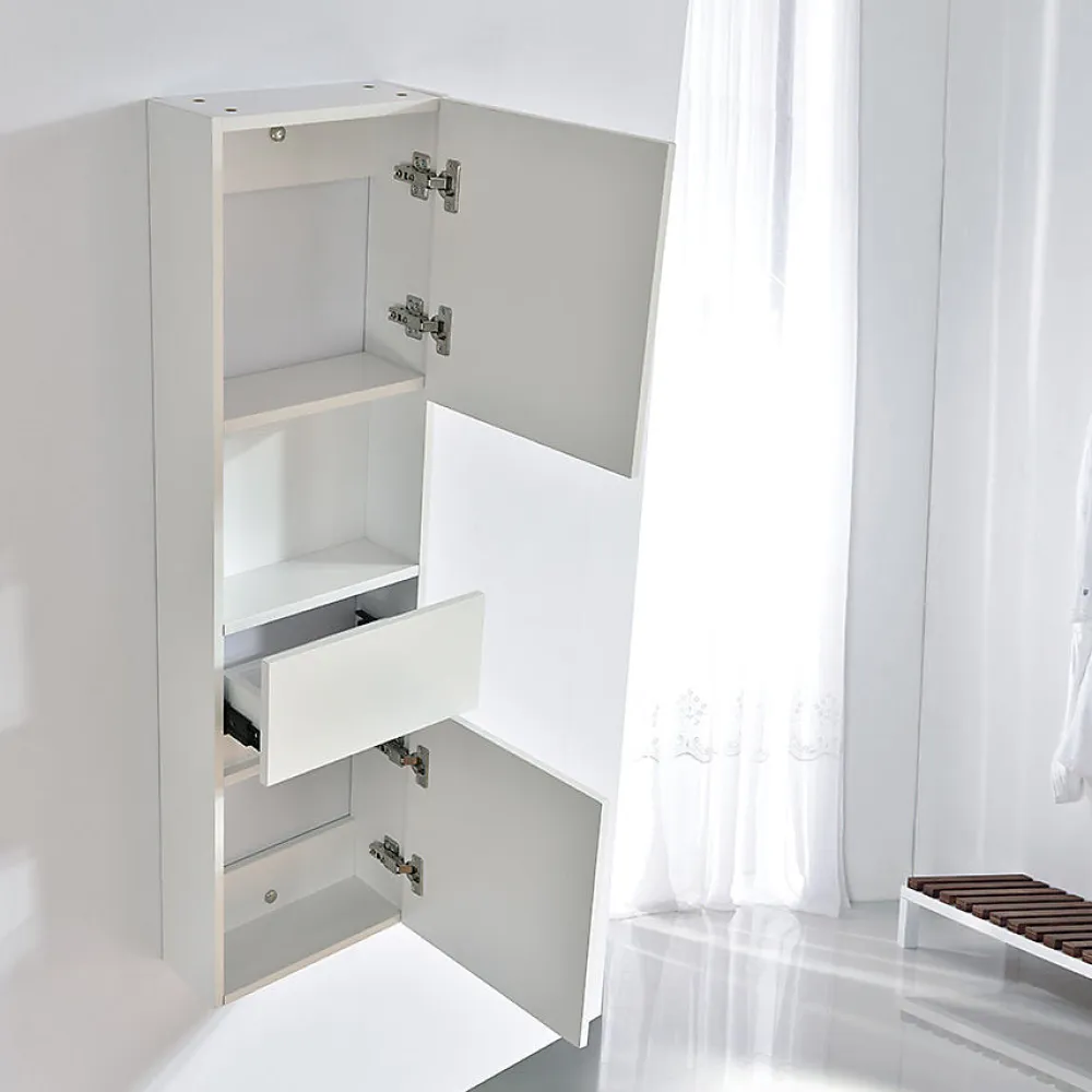 Colonne De Salle De Bains|Meuble De Salle De Bains Faible Profondeur|Stano Grande armoire de rangement ESSENTIEL hauteur 120 cm melamine blanc