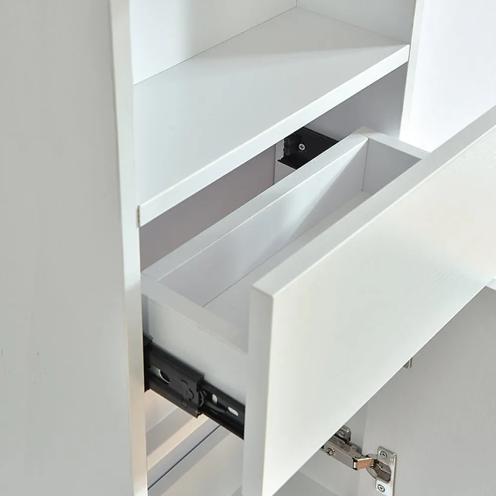 Colonne De Salle De Bains|Meuble De Salle De Bains Faible Profondeur|Stano Grande armoire de rangement ESSENTIEL hauteur 120 cm melamine blanc
