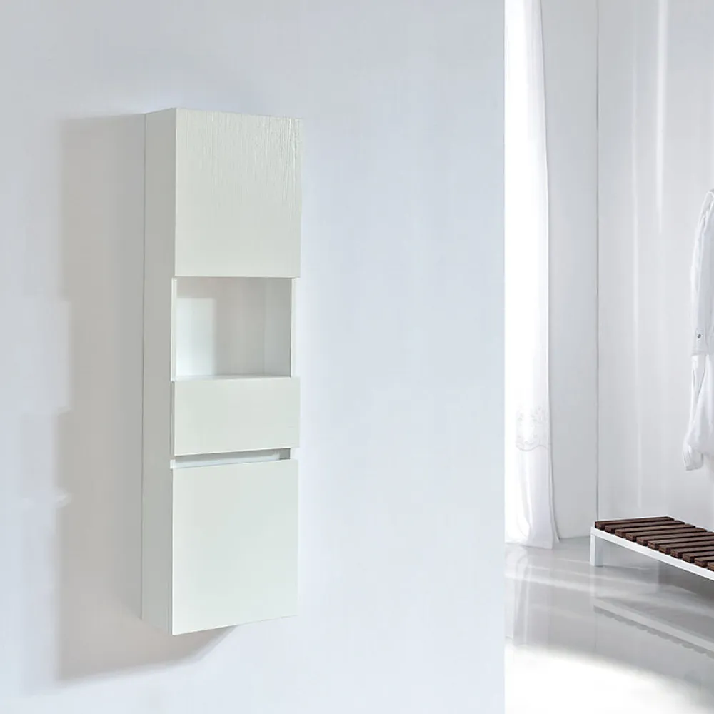 Colonne De Salle De Bains|Meuble De Salle De Bains Faible Profondeur|Stano Grande armoire de rangement ESSENTIEL hauteur 120 cm melamine blanc