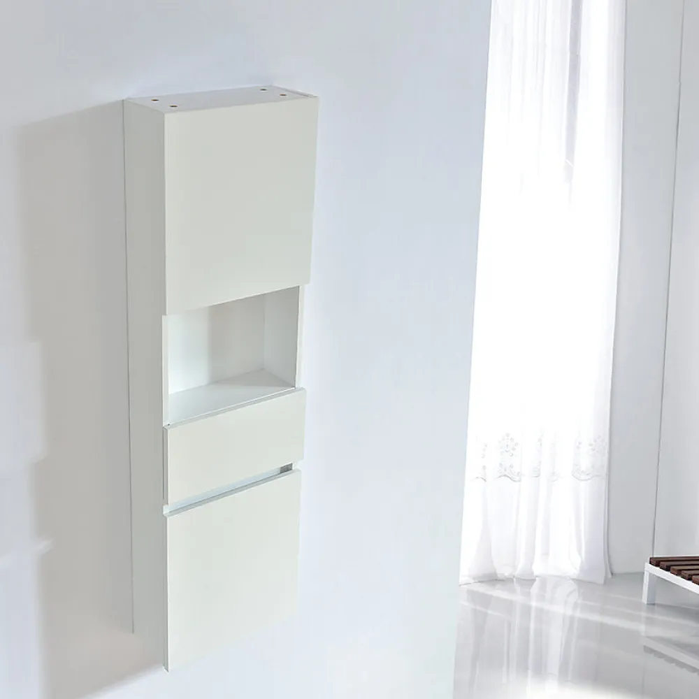 Colonne De Salle De Bains|Meuble De Salle De Bains Faible Profondeur|Stano Grande armoire de rangement ESSENTIEL hauteur 120 cm melamine blanc