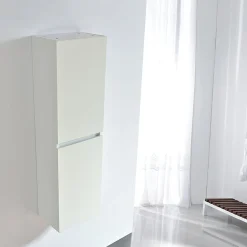 Meuble De Salle De Bains Faible Profondeur|Colonne De Salle De Bains|Stano Grande armoire de rangement LINEA hauteur 120 cm melamine blanc