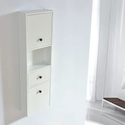 Meuble De Salle De Bains Faible Profondeur|Stano Grande armoire de rangement ARMARIA finition melamine blanc 120 cm