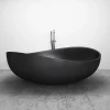 Baignoire Îlot|Bernstein Grande Baignoire îlot moderne fonte minérale salle de bain avec bonde et trop plein - 180x110x62cm - WAVE - Noir mat