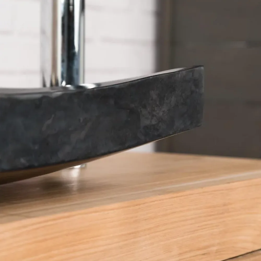 Vasque À Poser|Wanda Collection Grande vasque 50cm noir à poser rectangle en marbre Gènes poli