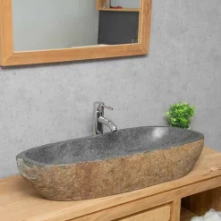 Wanda Collection Grande vasque en galet de rivière 80cm