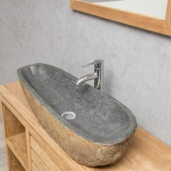 Wanda Collection Grande vasque en galet de rivière 80cm