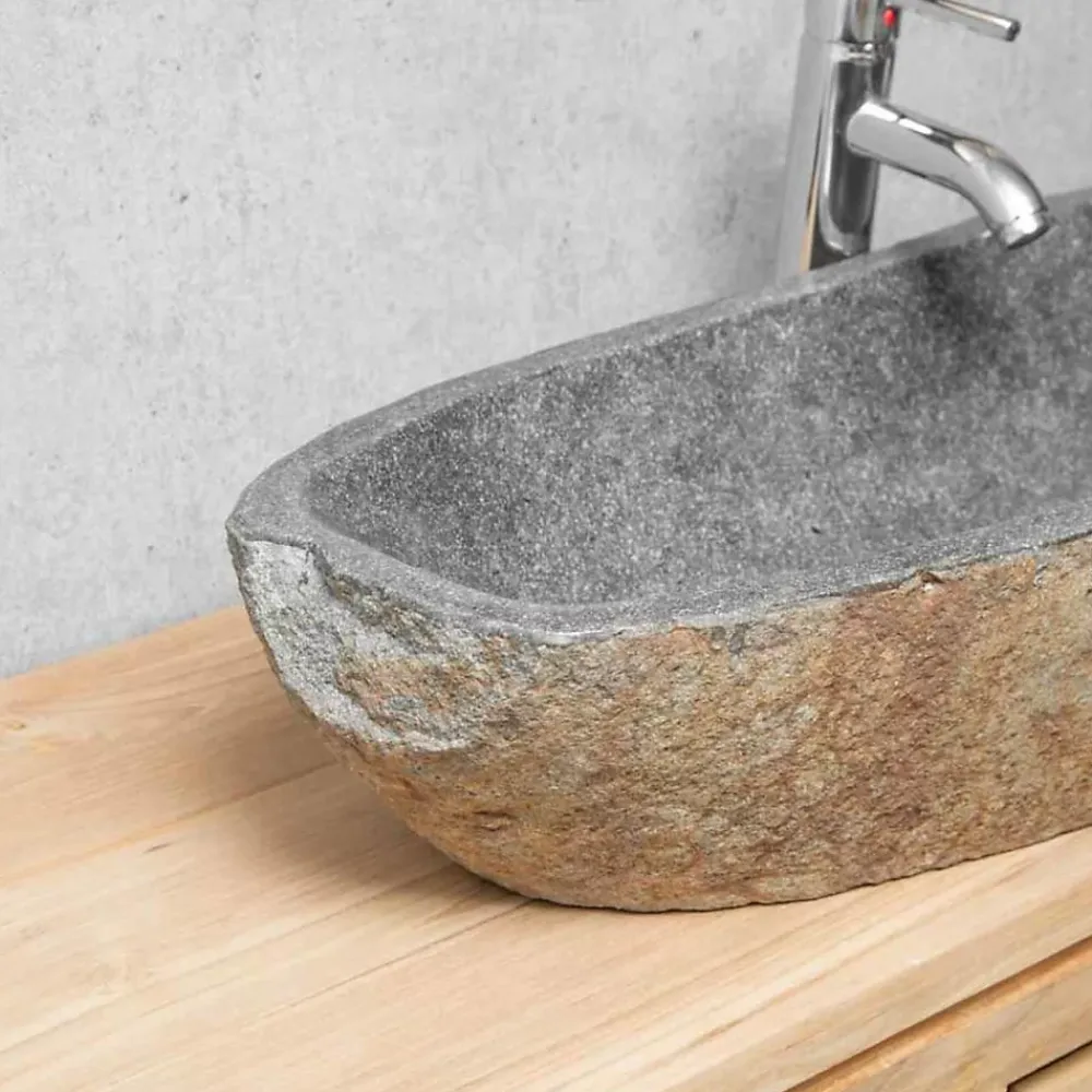 Wanda Collection Grande vasque en galet de rivière 80cm