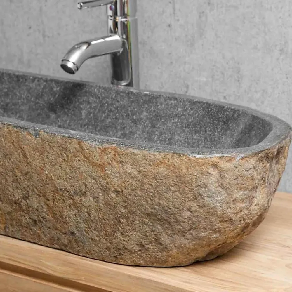 Wanda Collection Grande vasque en galet de rivière 80cm