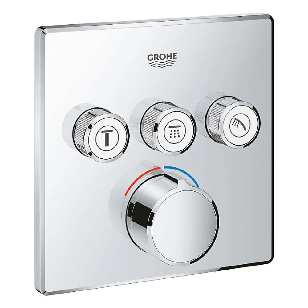 Robinet De Douche|Grohe - Mitigeur encastré 3 sorties SmartControl - Façade carrée
