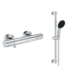 Colonne De Douche Thermostatique|Grohe - Mitigeur thermostatique douche Grohtherm 800 + barre de douche + porte savon + douchette Tempesta