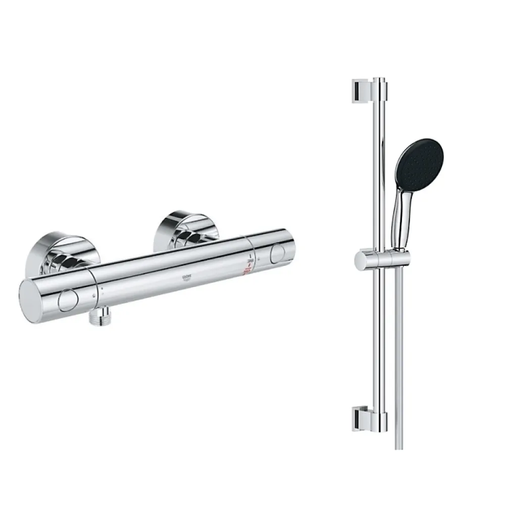 Colonne De Douche Thermostatique|Grohe - Mitigeur thermostatique douche Grohtherm 800 + barre de douche + porte savon + douchette Tempesta