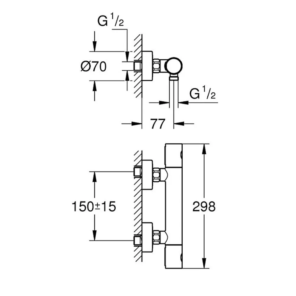 Colonne De Douche Thermostatique|Grohe - Mitigeur thermostatique douche Grohtherm 800 + barre de douche + porte savon + douchette Tempesta