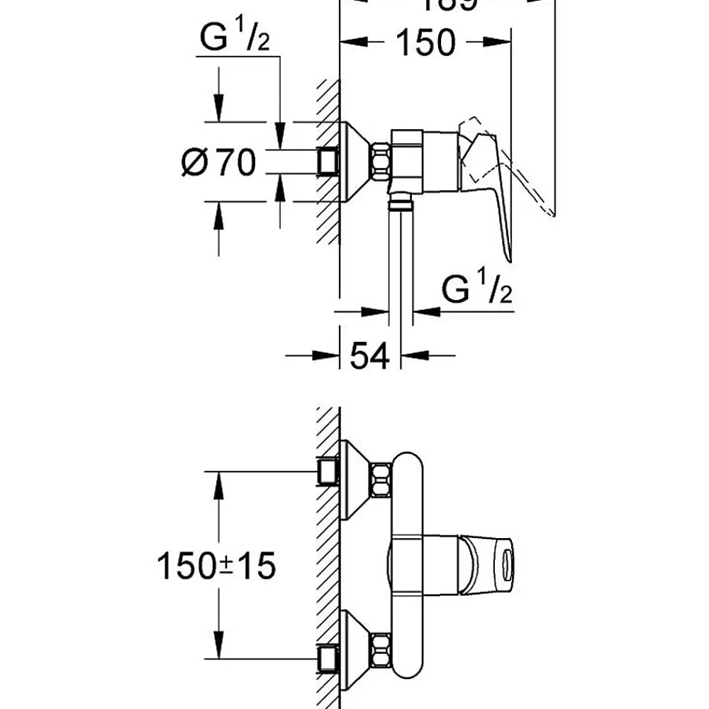Robinet De Douche|Grohe BauLoop mitigeur douche mural 23340000