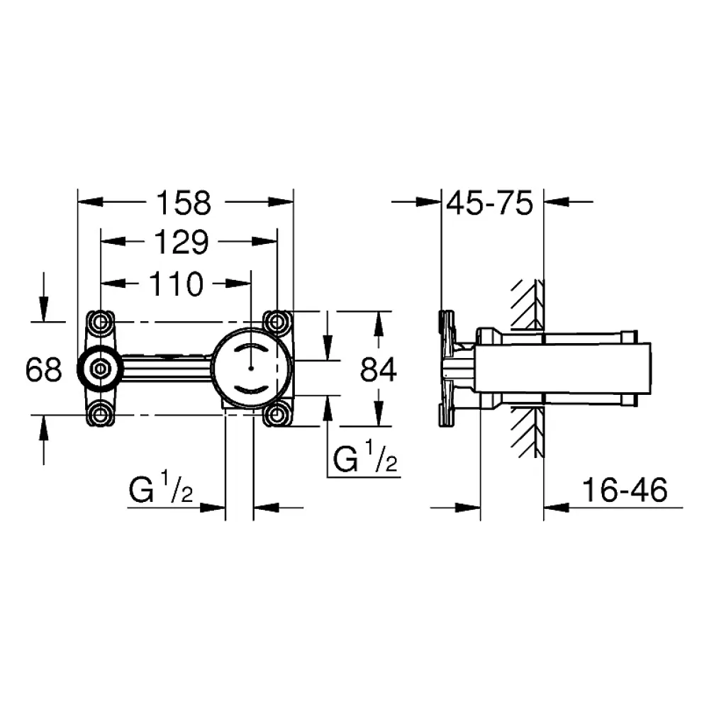 Grohe Corps encastré pour mitigeur monocommande 1/2" 23571000