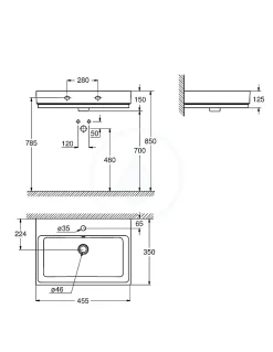 Grohe Cube Ceramic Lave-mains, 455x350 mm, PureGuard, alpine blanc (3948300H)