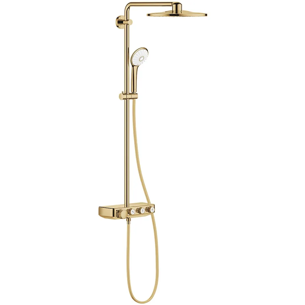 Colonne De Douche Thermostatique|Grohe Euphoria Smartcontrol System 310 Duo, Colonne de douche avec mitigeur thermostatique, Cool Sunrise (26507GL0)