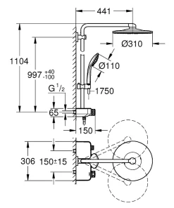 Colonne De Douche Hydromassante|Grohe Euphoria SmartControl System 310 Duo Colonne de douche thermostatique (26507000)